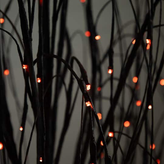 6ft. Orange & Purple LED Pre-Lit Halloween Black Willow Artificial Fall Tree